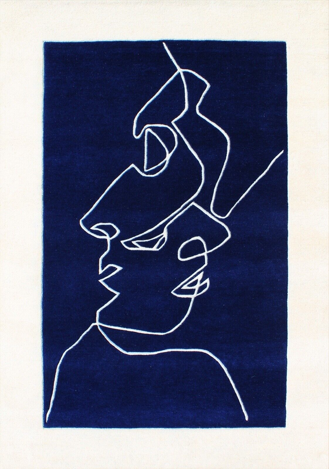 Blau Beige Teppich 170X240 CM 100% Wolle Handarbeit Orientteppich