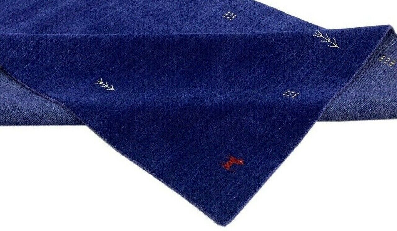 Blau Teppich 100% Wolle Gabbeh 170x240 cm Orientteppich Handgewebt wr6