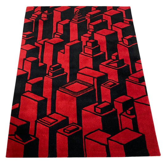 Rot Teppich 120X180 CM 100% Wolle Handarbeit Handgetuftet 3D Look