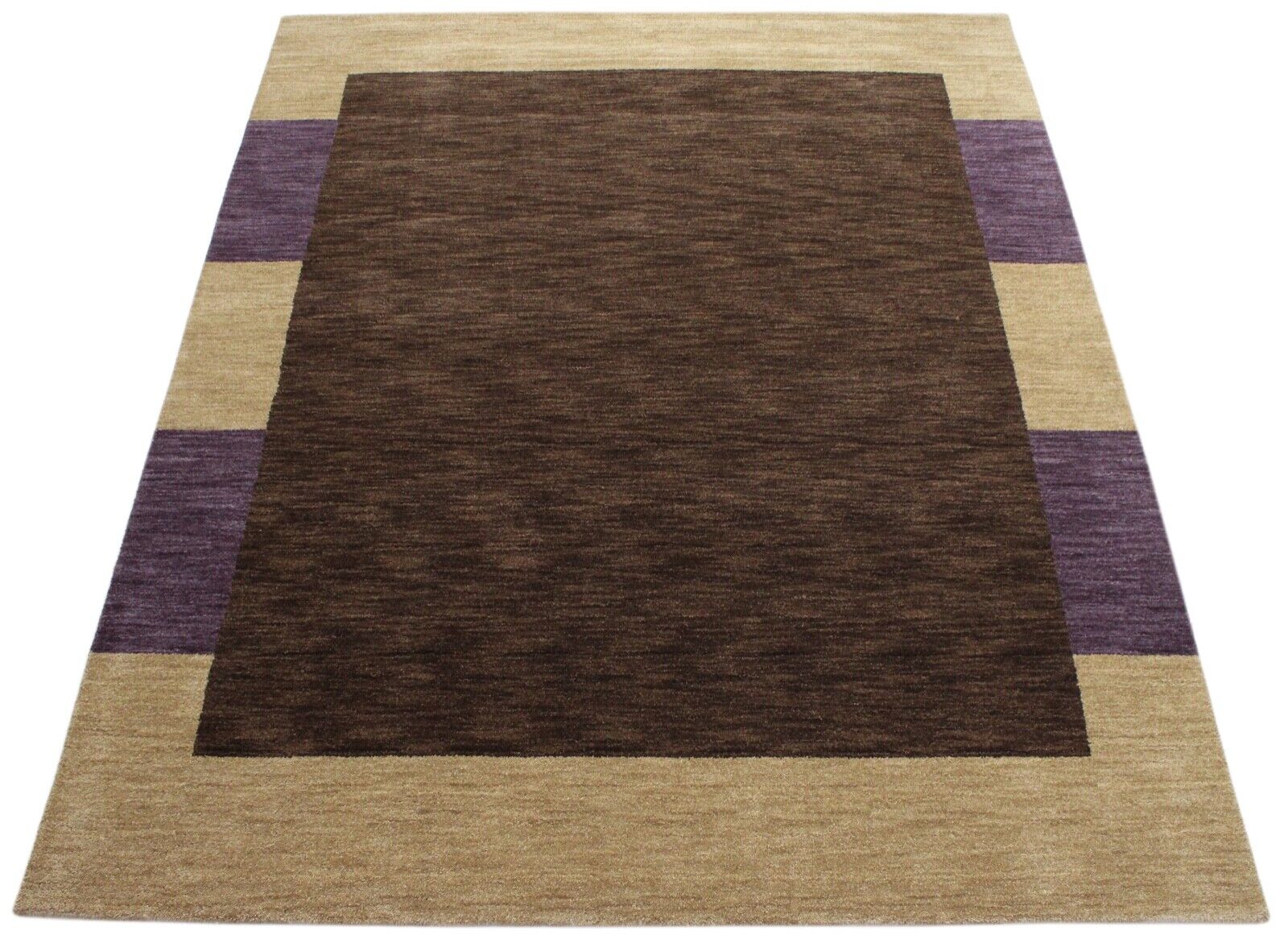Gabbeh Teppich 100% Wolle 200X250 CM Orientteppich Handgefertigt Lila Beige