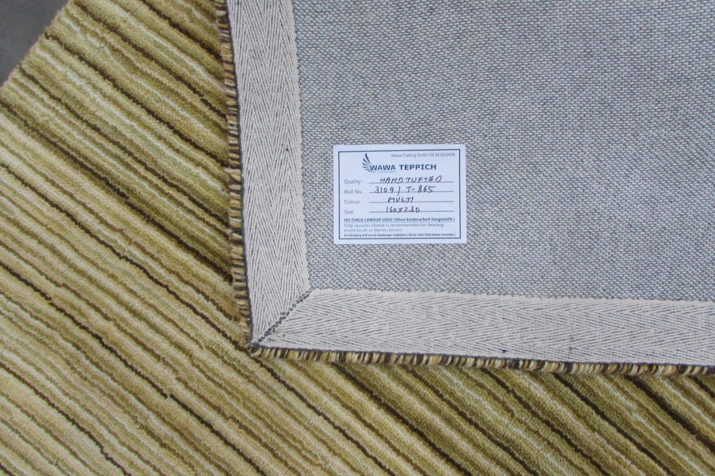 Grün Teppich 100% Wolle 160X230 cm Handarbeit Handgetuftet T865
