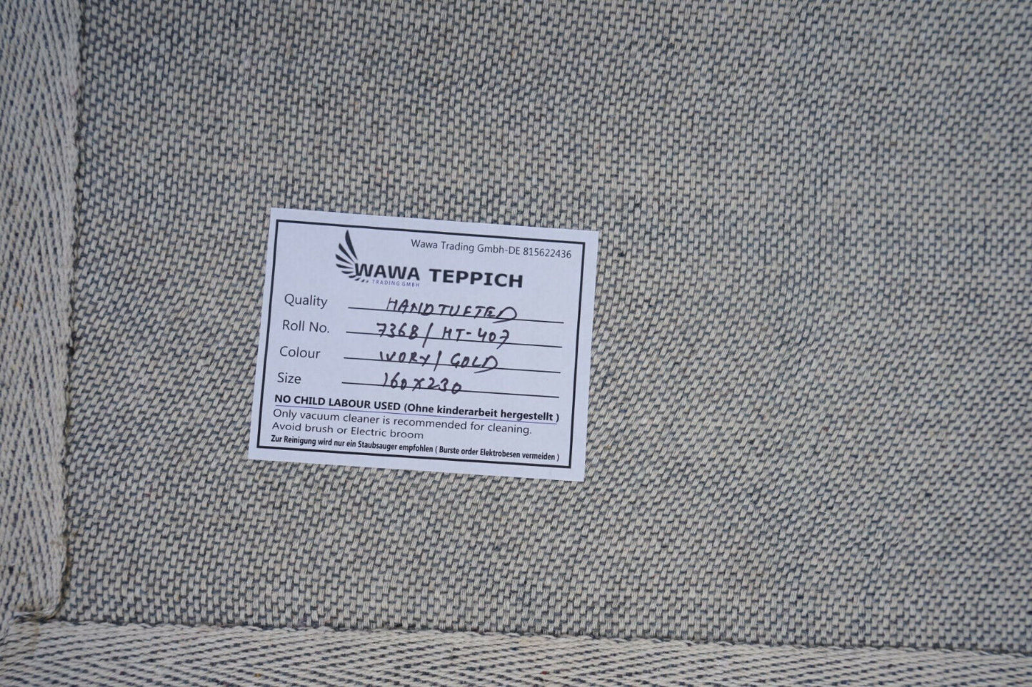 Beige Gold Orange 160x230 cm Teppich 100% Wolle Orientteppich Handgetuftet HT407