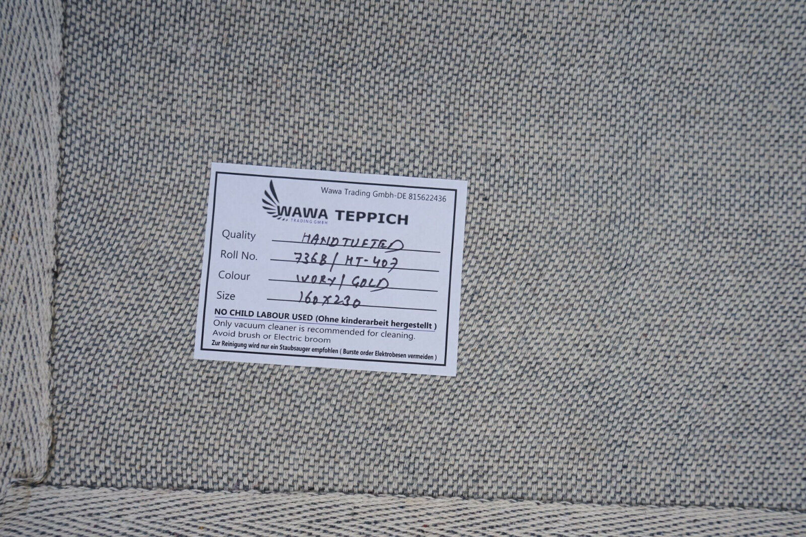 Beige Gold Orange 160x230 cm Teppich 100% Wolle Orientteppich Handgetuftet HT407