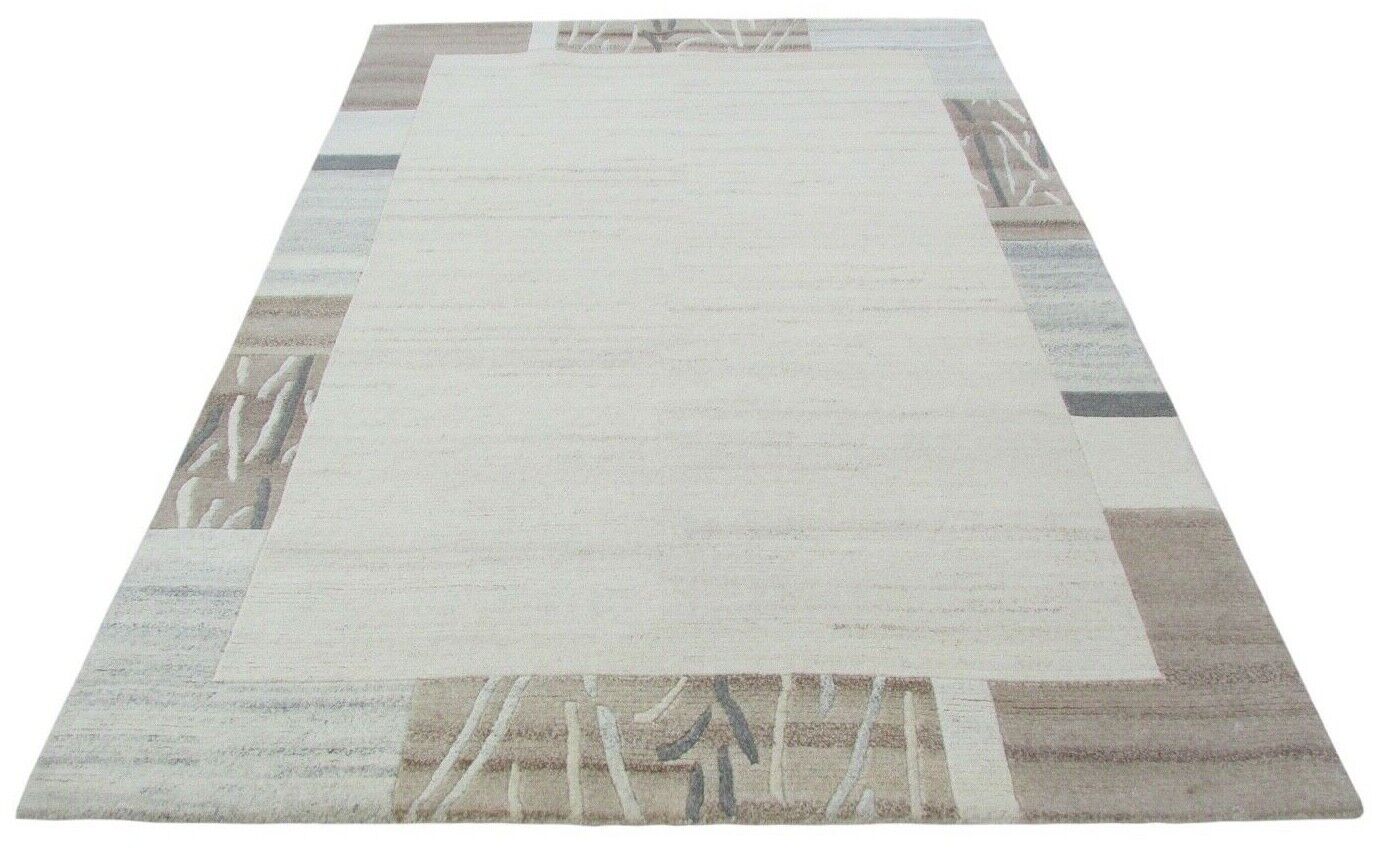 Nepal Teppich Handgeknüpft Braun Beige 100% Wolle Orientteppich 161x228 cm N-52