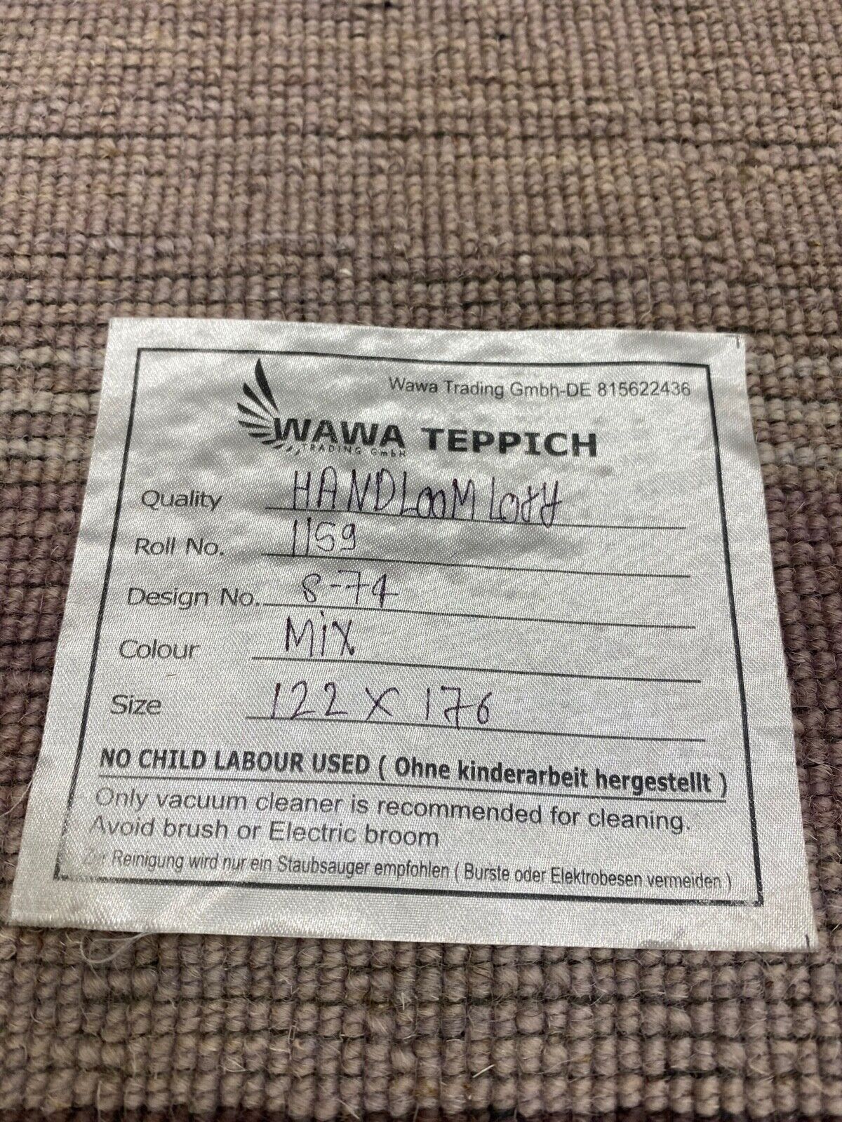 Rjavo-siva preproga, 100 % volna, Gabbeh lori, ročno tkana, 122 x 176 cm, S74