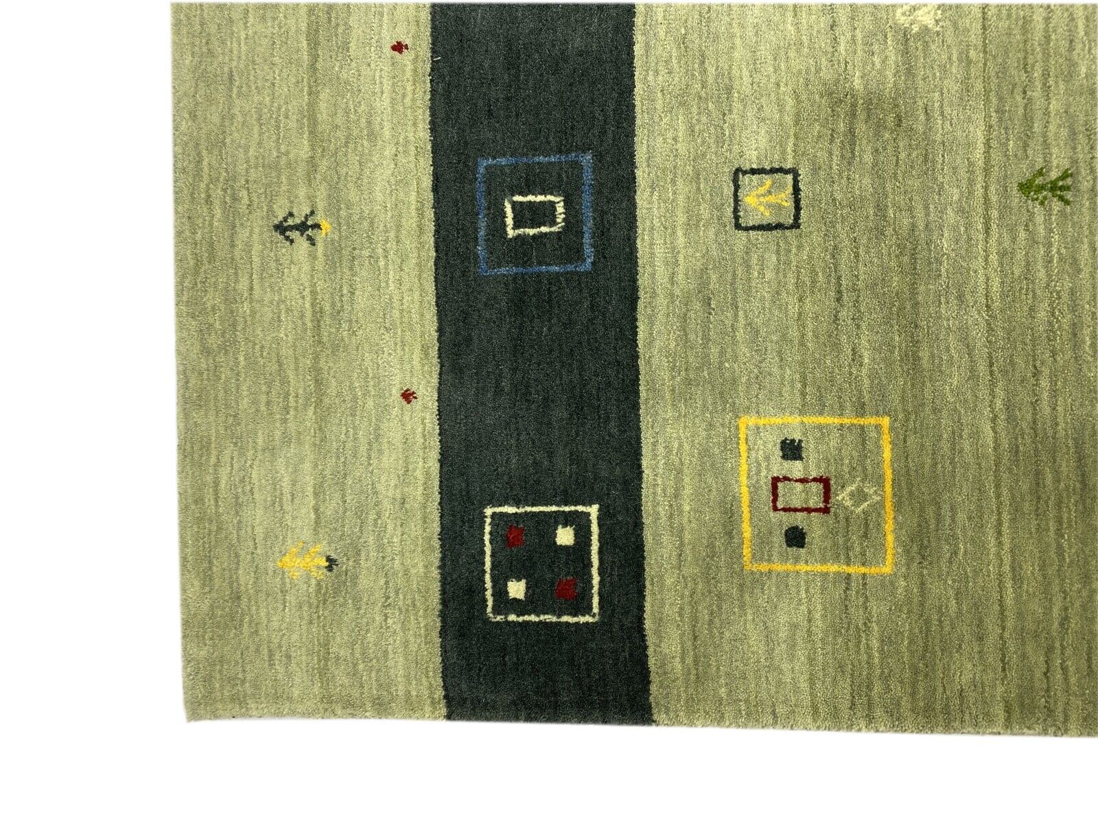 Gabbeh Teppich 100% Wolle 170x240 cm Beige Handgewebt Orientteppich wr107