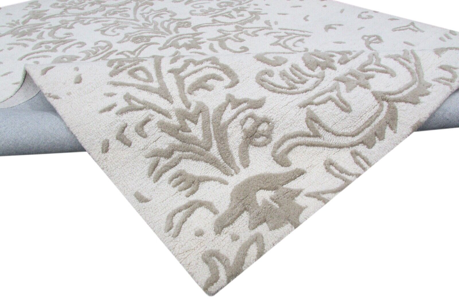 Elfenbensfarvet tæppe, 100% uld, beige, 160x230 cm, håndlavet, håndtuftet, T838