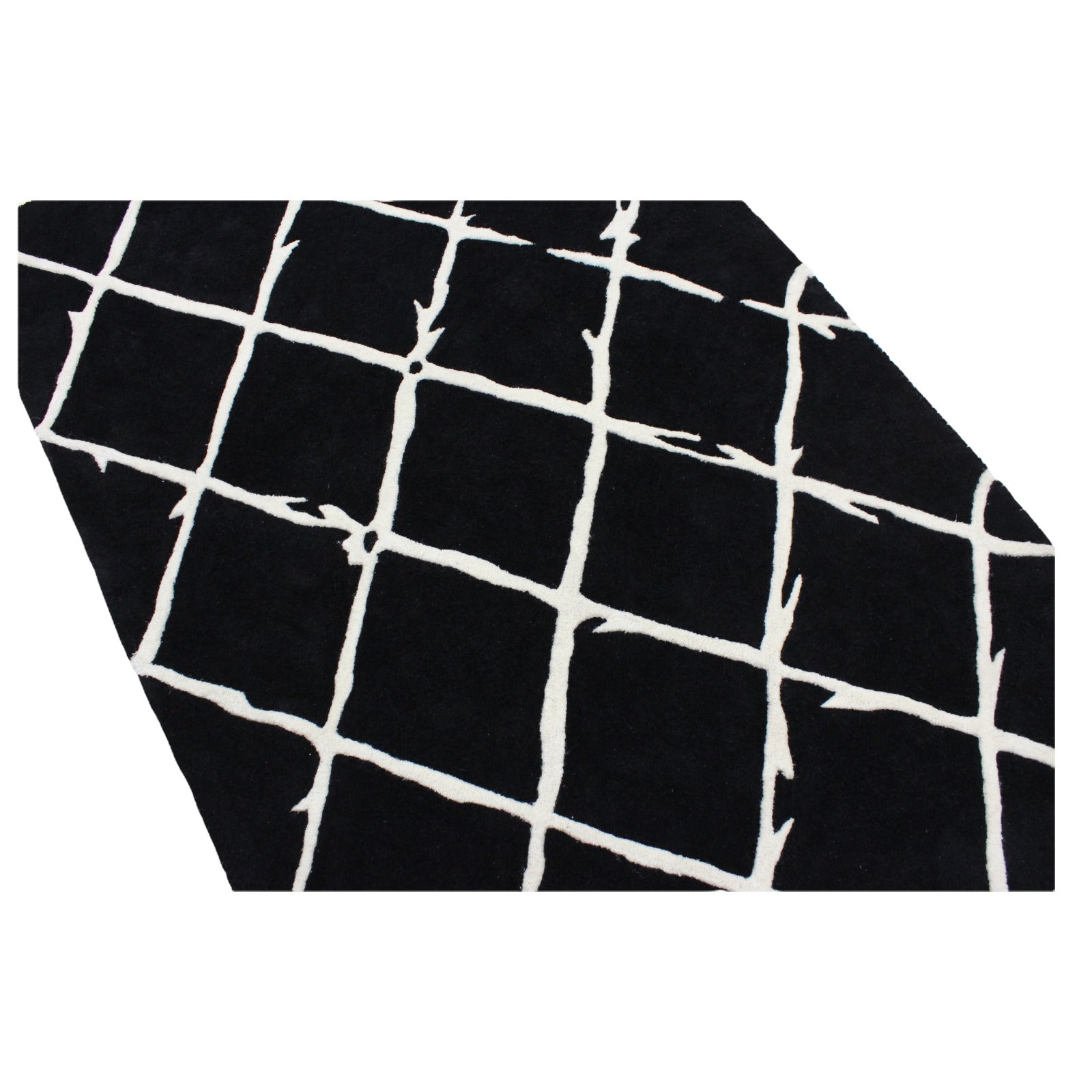 Schwarz Beige 100% Wolle Teppich 120X180 CM Handarbeit Handgetuftet ME1