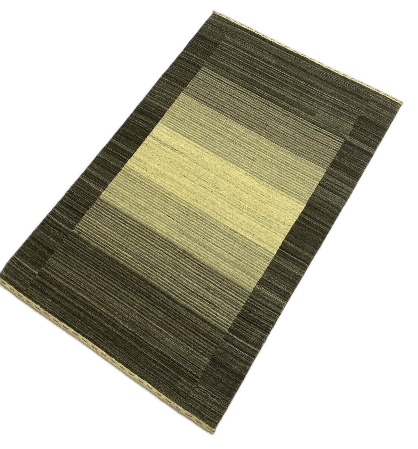 Gabbeh Teppich Braun Grau 100% Wolle Beige loom lori Handgewebt 120x188 cm S75