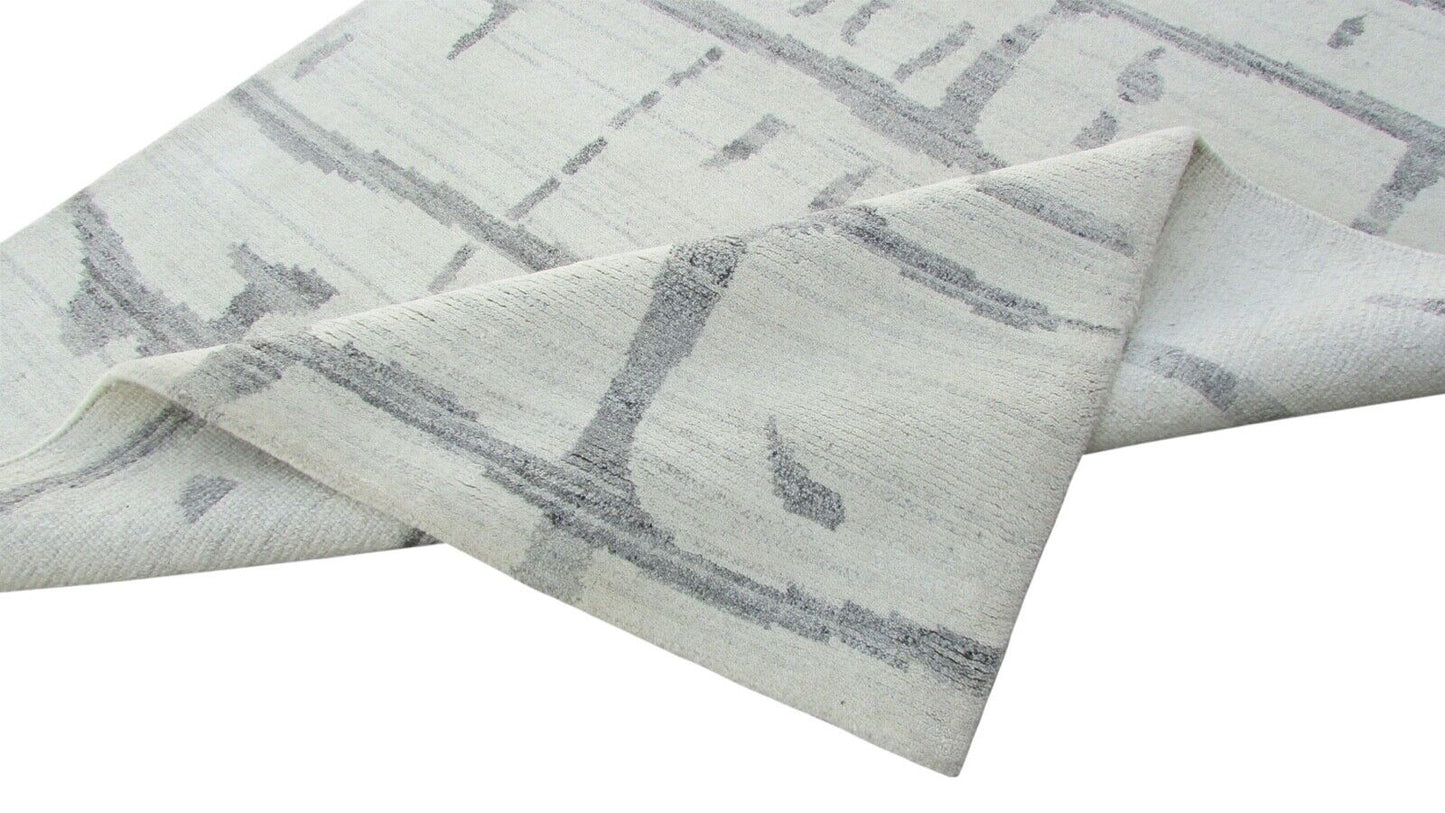 Nepal Teppich Handgeknüpft Beige Grau 100% Wolle Orientteppich 164x230 cm N66
