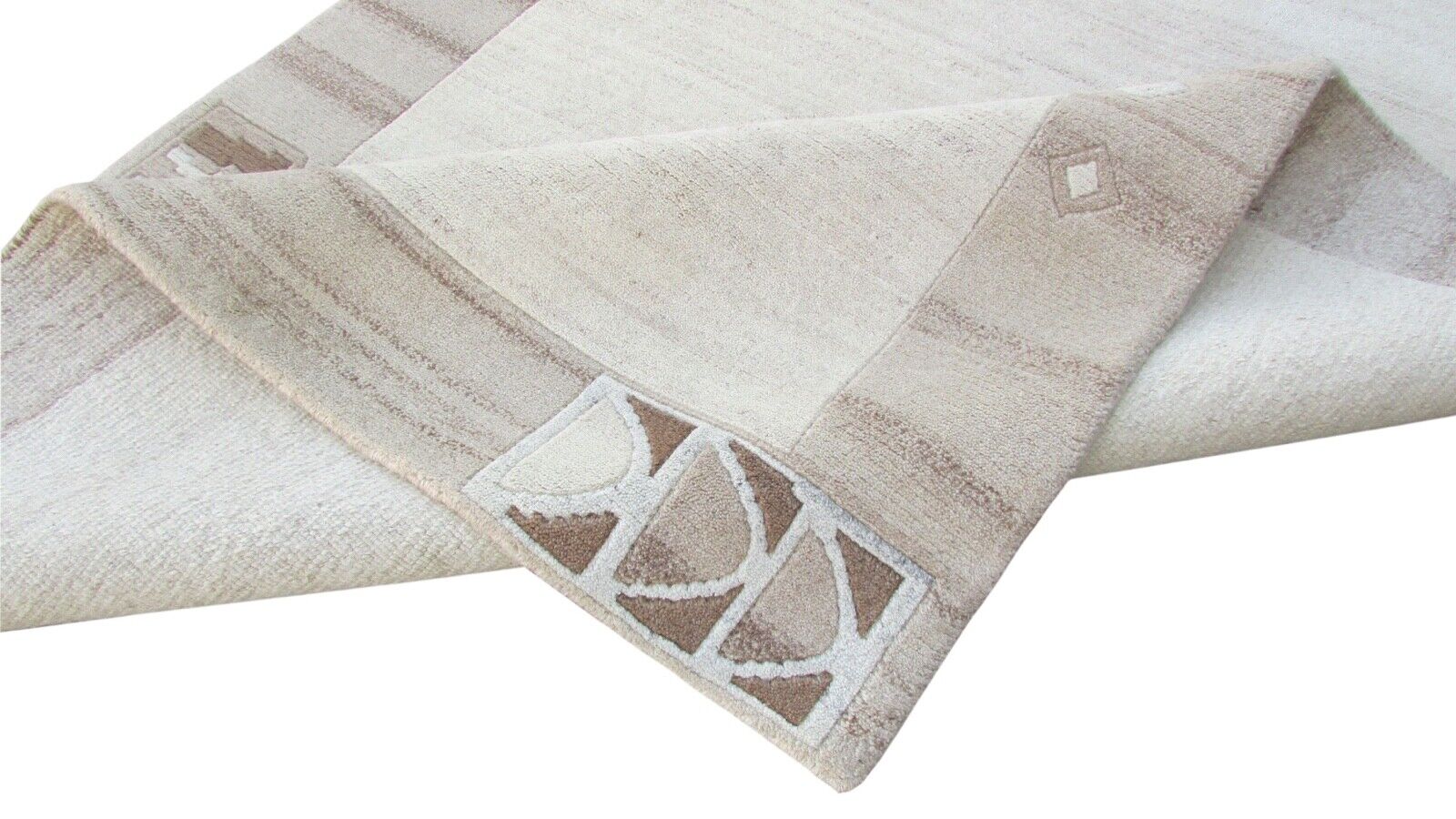 Nepal Teppich Handgeknüpft Braun Beige 100% Wolle Orientteppich 160x223 cm N-16