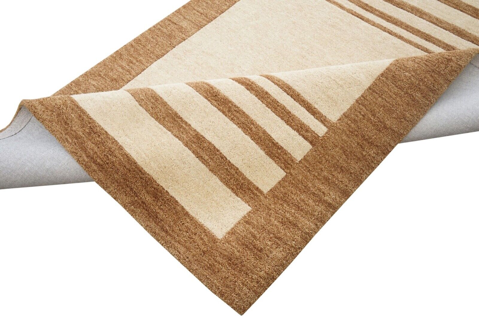 Teppich 100% Wolle 140X200 cm Beige Braun Orientteppich Handgetuftet HT618