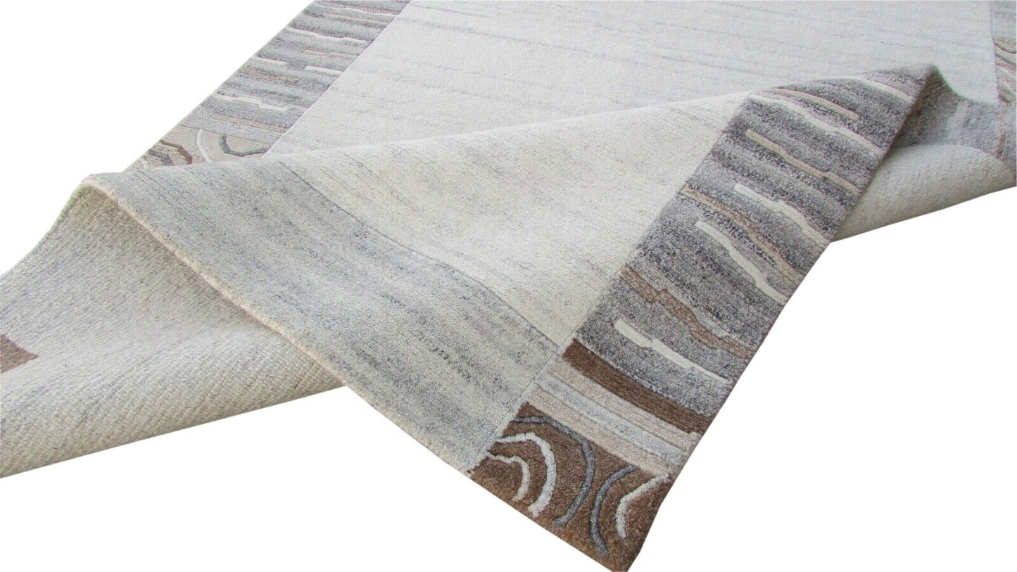 Nepal Teppich Handgeknüpft Beige 100% Wolle Orientteppich Braun 165X222 cm N-143