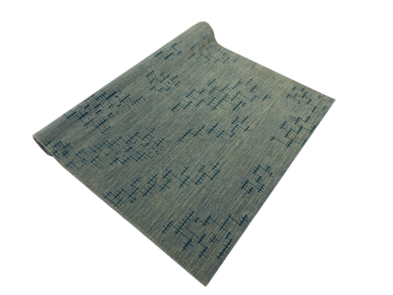 Tappeto Gabbeh Azzurro Cielo Grigio 100% Lana 140x200 cm Tessuto a Mano Lori WR63