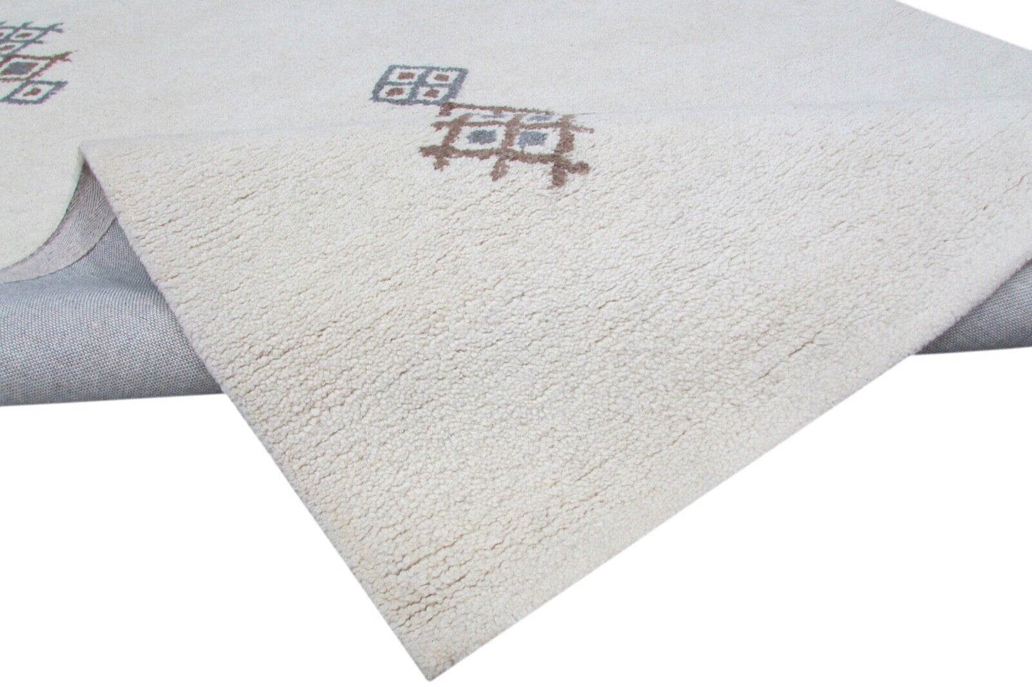Beige Teppich 100% Wolle 160X230 cm Handarbeit Handgetuftet T833