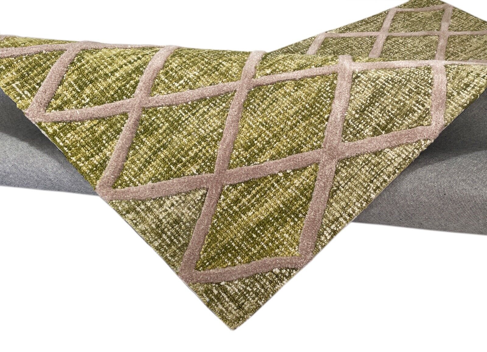 Grün Beige Grau Teppich 100% Wolle Handgetuftet Orientteppich 155X242 CM D-133