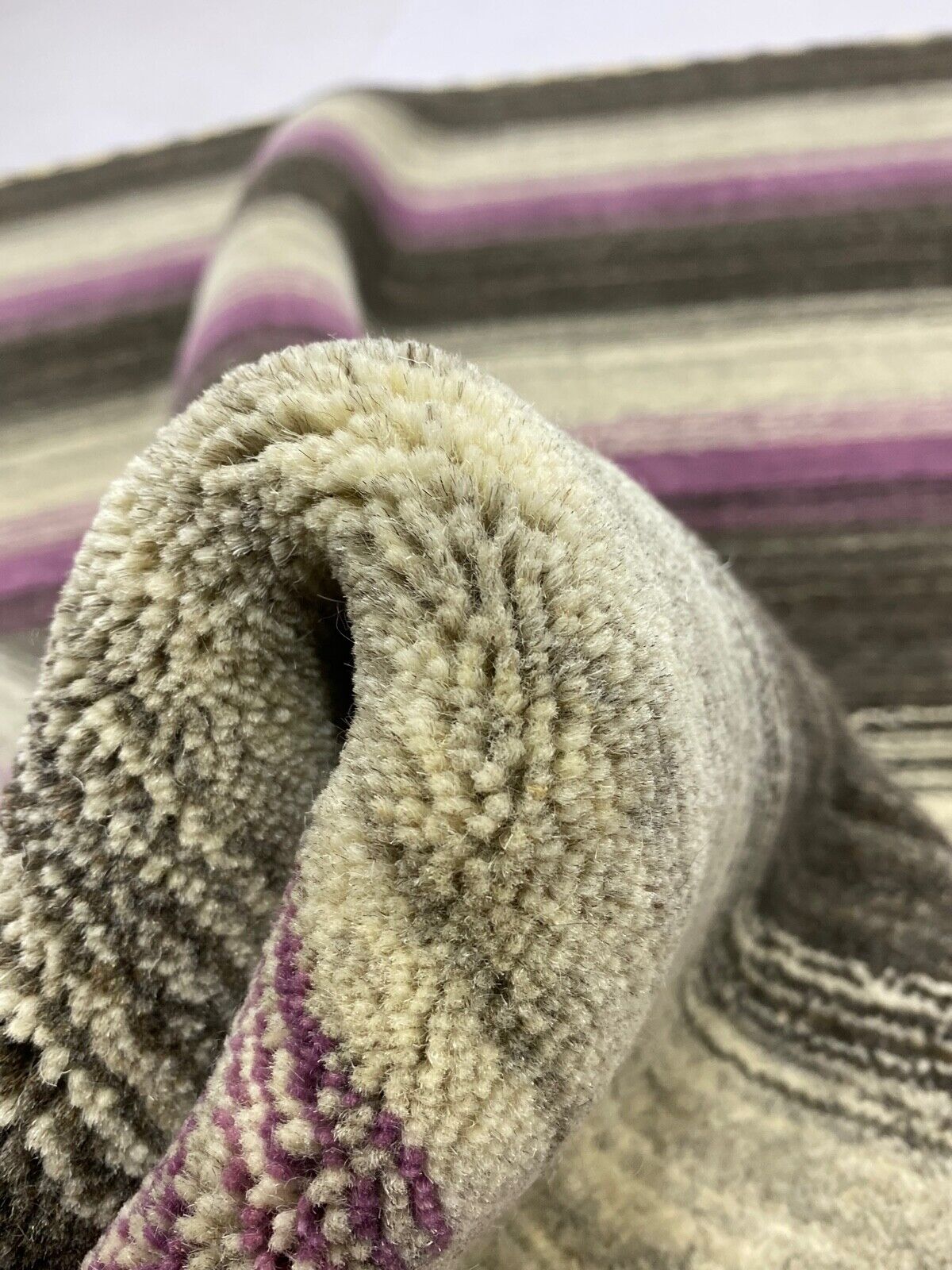 Teppich Gabbeh Rosa Schwarz Beige 100% Wolle lori Handgewebt 118x185 cm S52