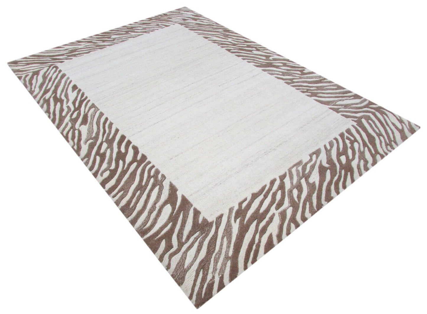 Teppich 100% Wolle Grau Braun 160X230 cm Natürliche Wolle Handgetuftet T807