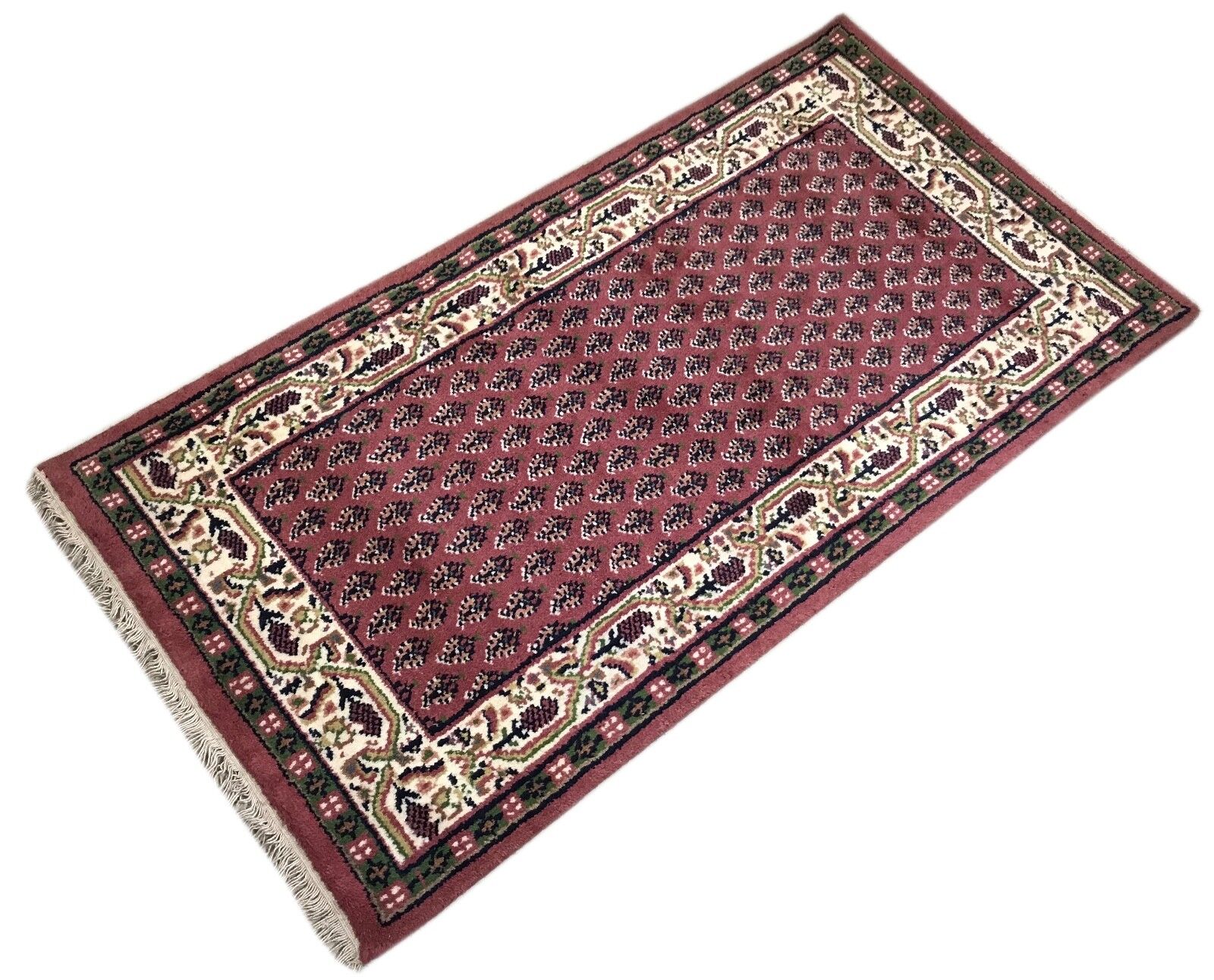 Orientteppich Mir Handgeknüpft 100% Wolle Rust Cream ca. 75X145 CM Teppich Rot