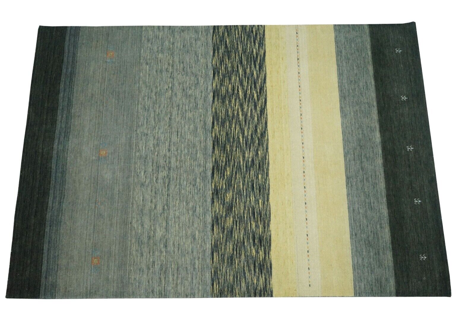 Gabbeh Teppich Grau Beige 100% Wolle 170x240 cm Orientteppich Handgewebt Lr675