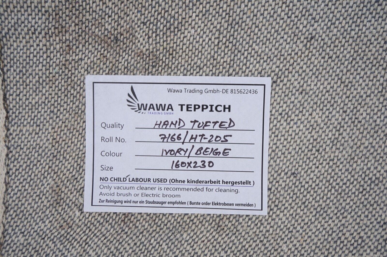 Teppich 100% Wolle Beige Braun Grau 160X230 cm Orientteppich Handgetuftet HT205