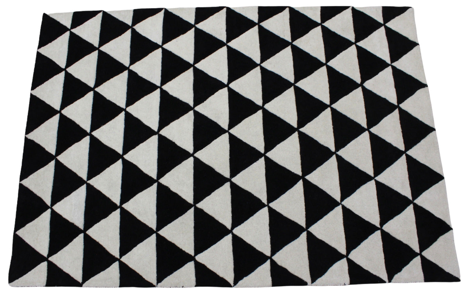 Schwarz Beige 100% Wolle Teppich 170X240 CM Handarbeit Handgetuftet Dreieck ME2