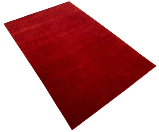 Einfarbig Deko Rot Teppich 100% Wolle 200x300 cm Handgewebt Orientteppich G-543