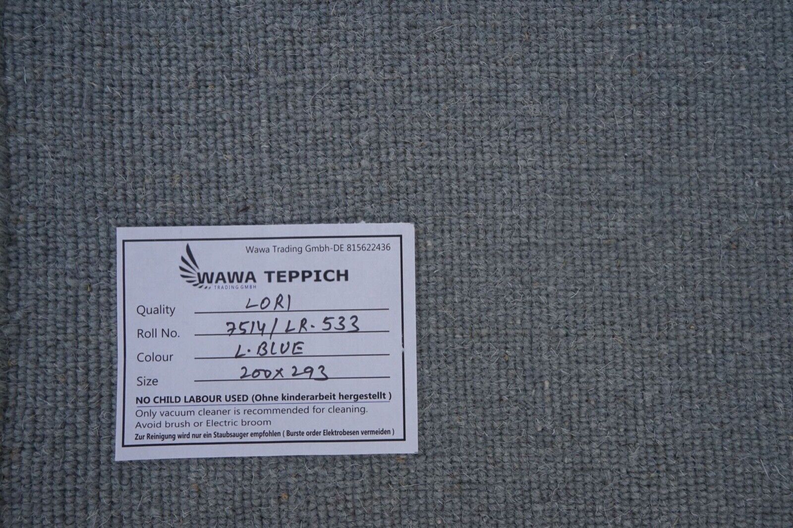 Tappeto Gabbeh Grigio Azzurro 100% Lana 200x300 cm Tessuto a Mano Orientale Lr553