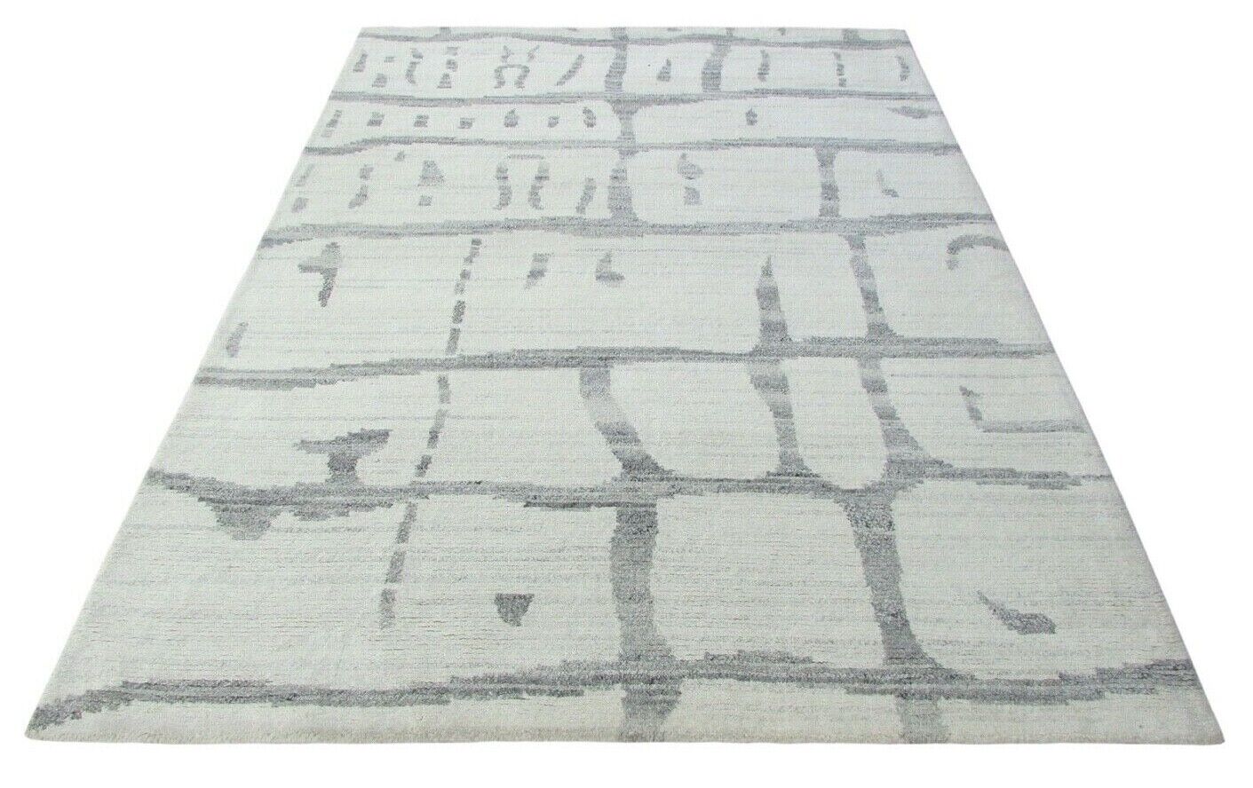 Nepal Teppich Handgeknüpft Beige Grau 100% Wolle Orientteppich 164x230 cm N66