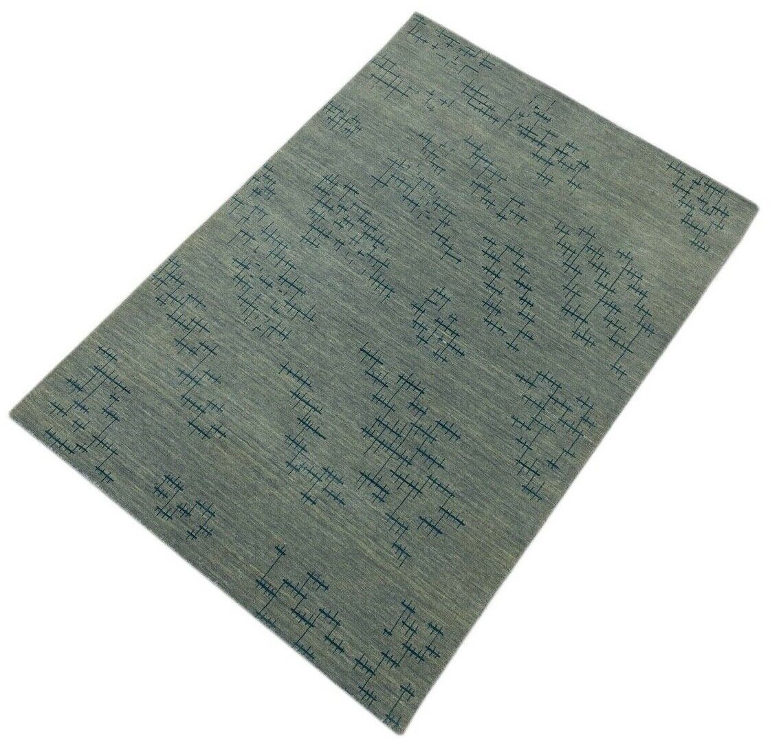 Tappeto Gabbeh Azzurro Cielo Grigio 100% Lana 140x200 cm Tessuto a Mano Lori WR63