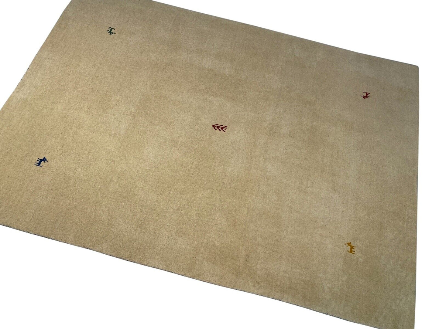 Gabbeh Teppich 100% Wolle 170X240 CM Orientteppich Handgefertigt Loom Beige