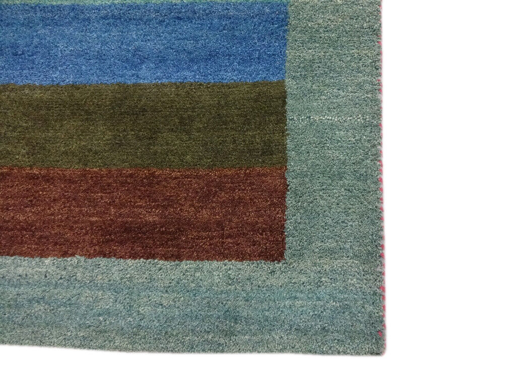 Gabbeh Teppich 122x181 cm Handgeknüpft ~ 100% Wolle ~ Grau Blau M38