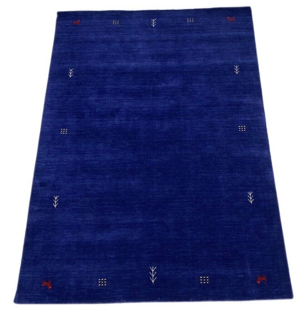 Blau Teppich 100% Wolle Gabbeh 170x240 cm Orientteppich Handgewebt wr6