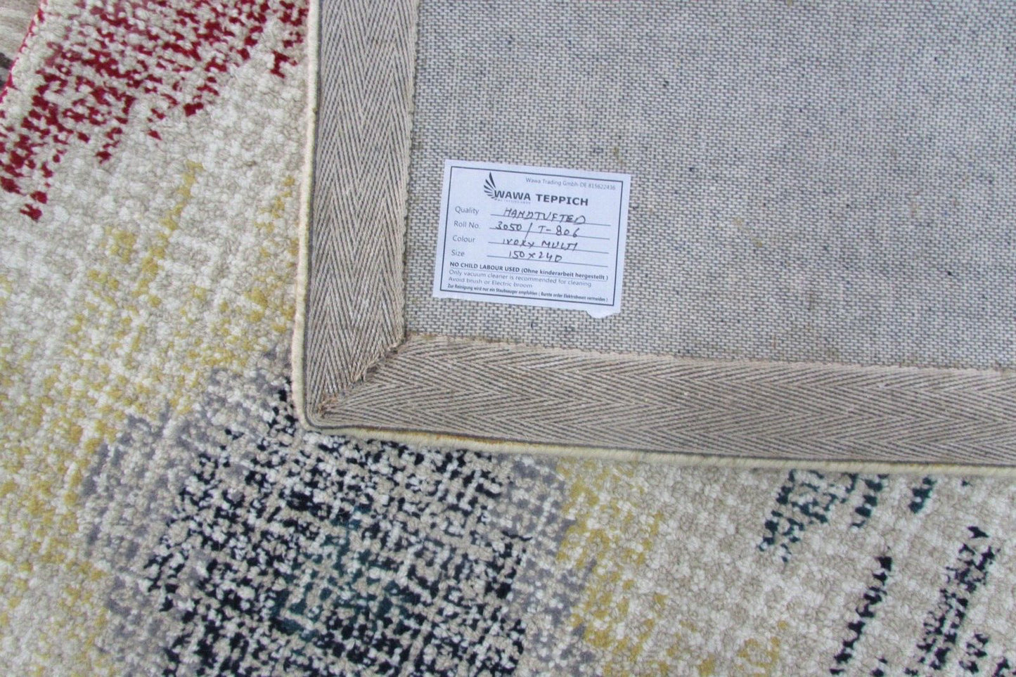 Beige Teppich 100% Wolle 150X240 cm Grau Handarbeit Handgetuftet T806