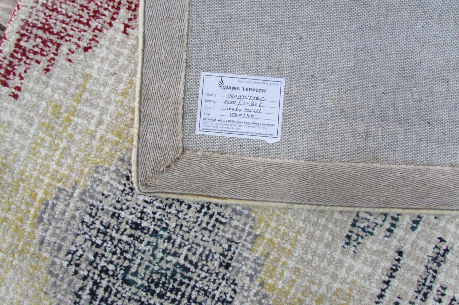 Béžový Teppich 100% Wolle 150X240 cm Grau Handarbeit Handgetuftet T806