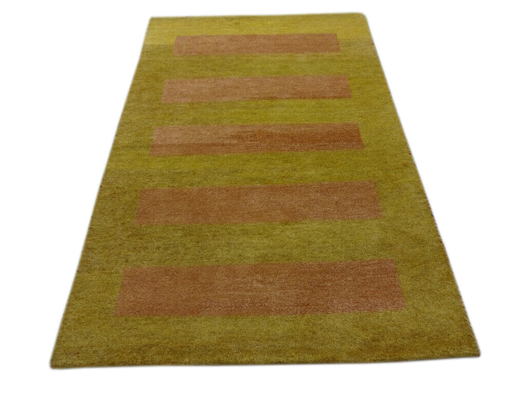 Gabbeh Teppich Handgeknüpft 100% Wolle Gold Orientteppich 122X183 CM M48