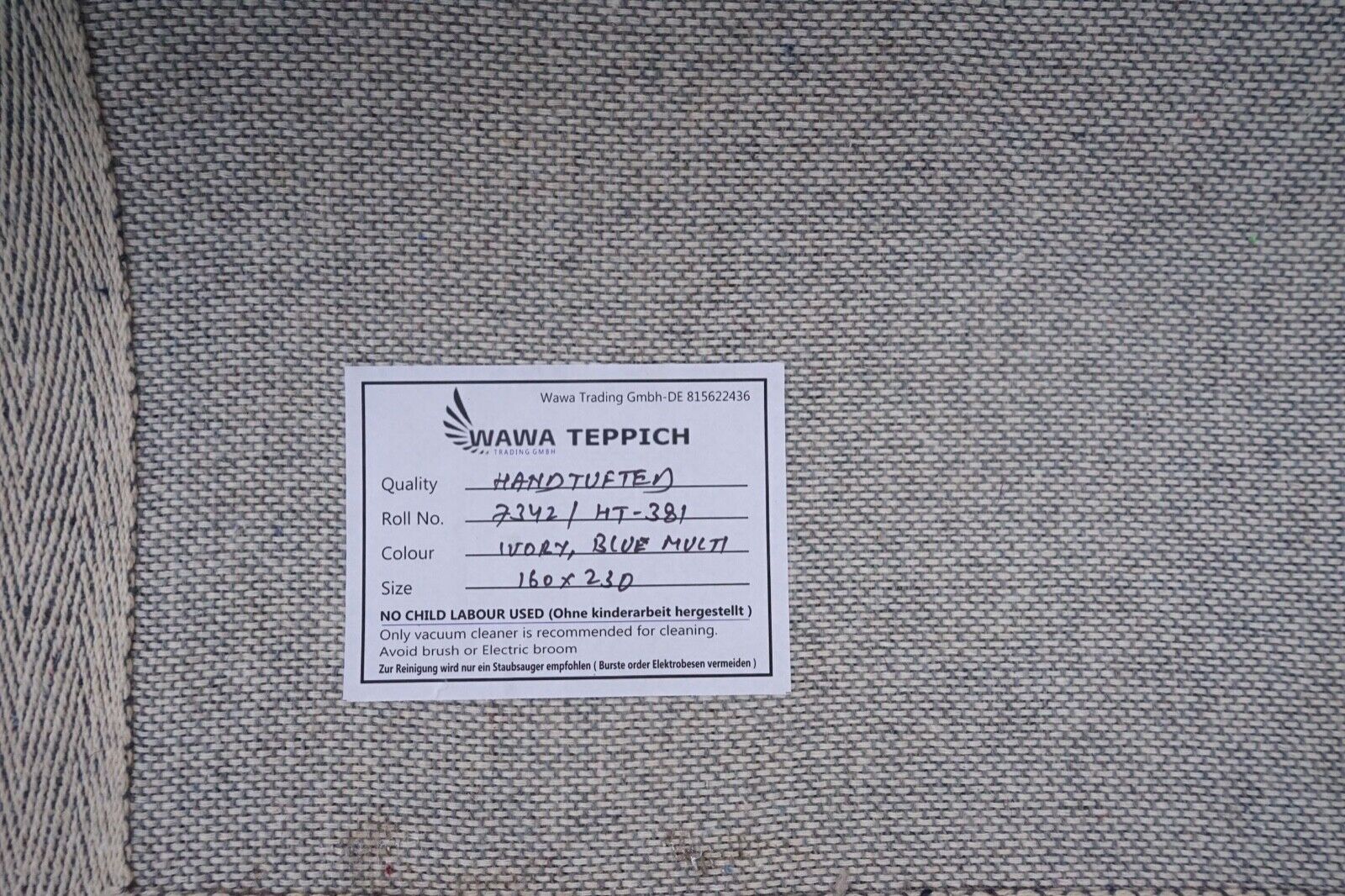 Biege Blau Lila 160X230 cm Teppich 100% Wolle Orientteppich Handgetuftet HT381