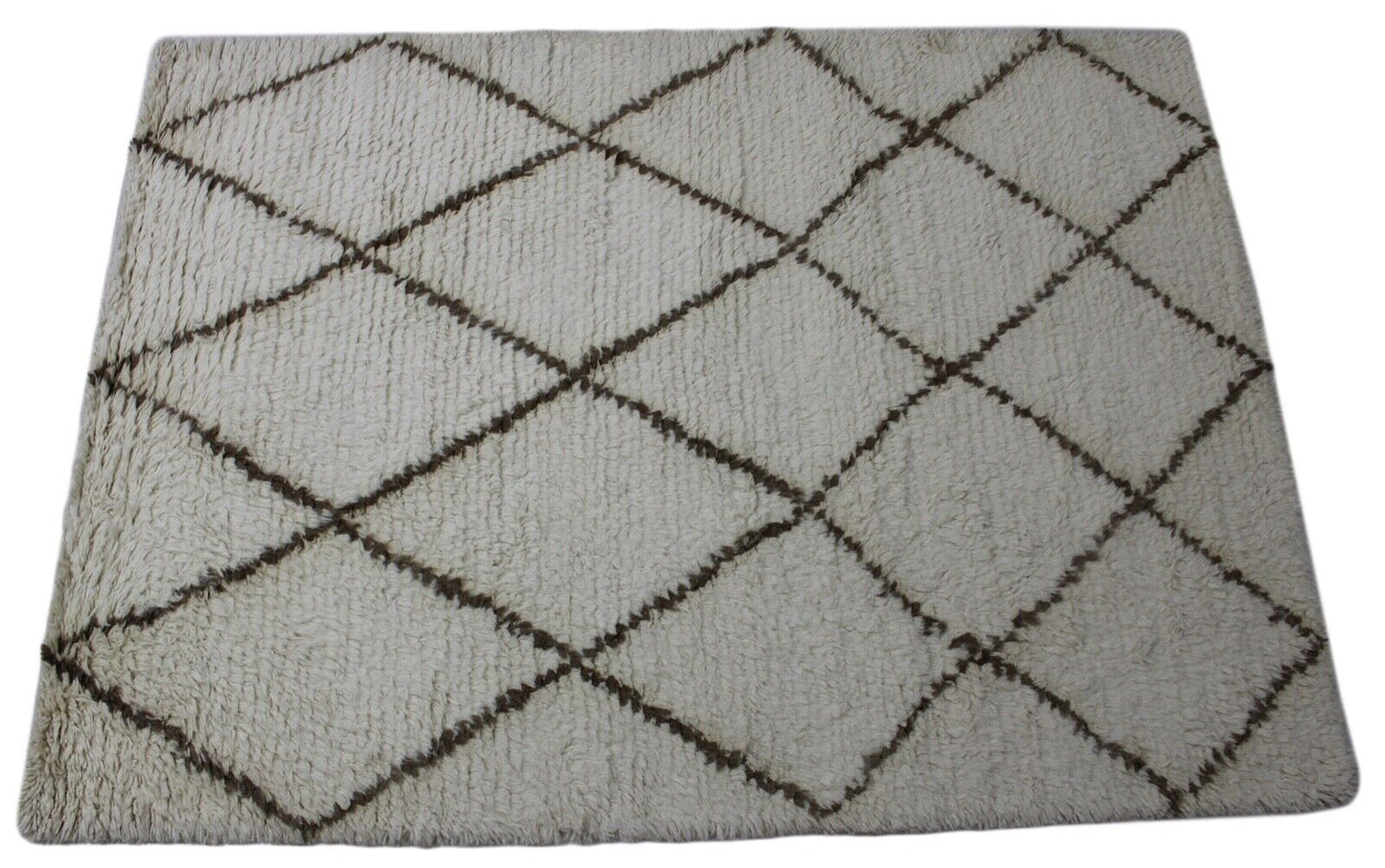 Teppich 100% Wolle Marokko Beige Elfenbein Handgewebt Orientteppich R40