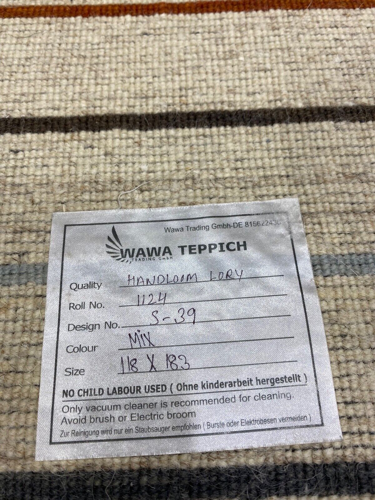 Gabbeh Teppich 100% Wolle Beige loom lori Handgewebt 120x180 cm S39