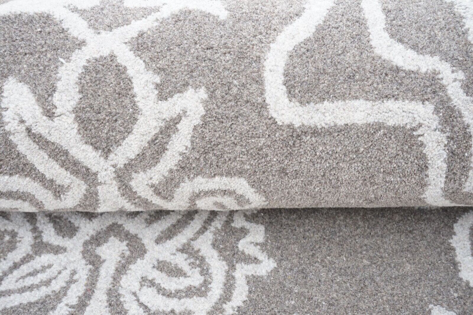 Grau Beige 160X230 cm Teppich 100% Wolle Orientteppich Handgetuftet HT249