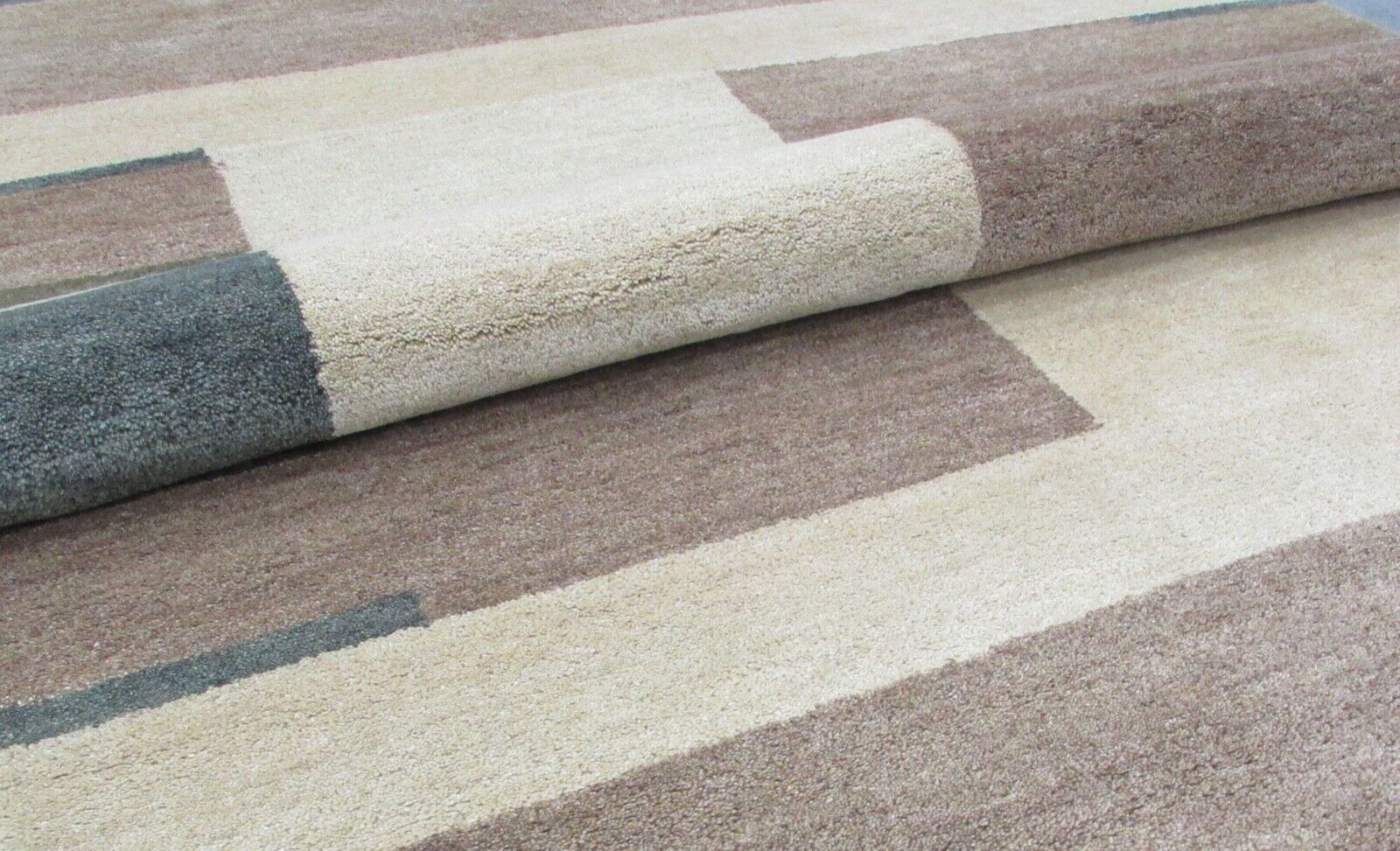 Braun Teppich 100% Wolle Béžová 160X230 cm Handarbeit Handgetuftet T818