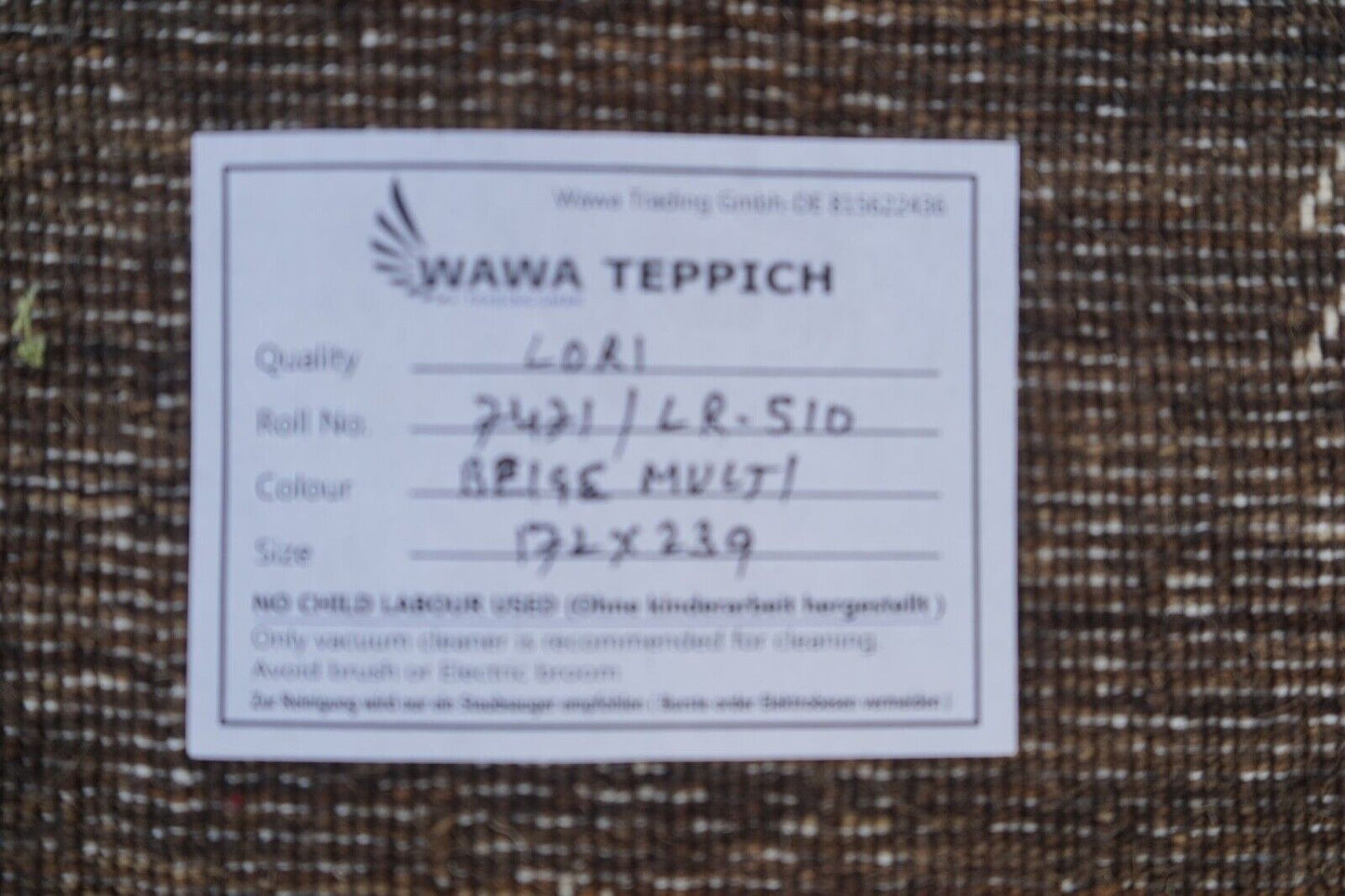 Gabbeh Teppich Beige Schwarz 100% Wolle 170x240 cm Lori loom Handgewebt Lr510