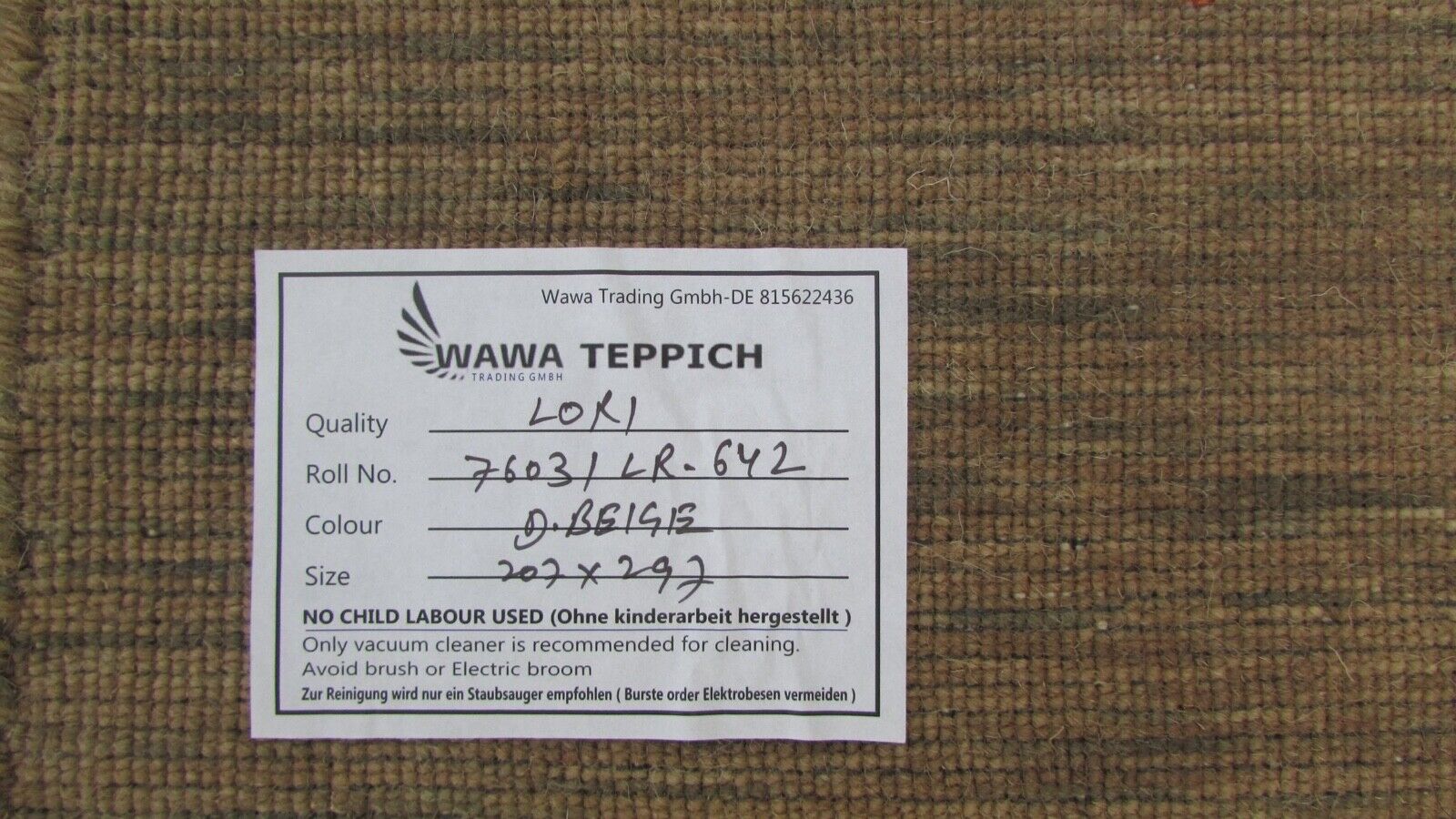 Tappeto Gabbeh Beige Scuro 100% Lana 200x300 cm Tessuto a Mano Orientale Lr642