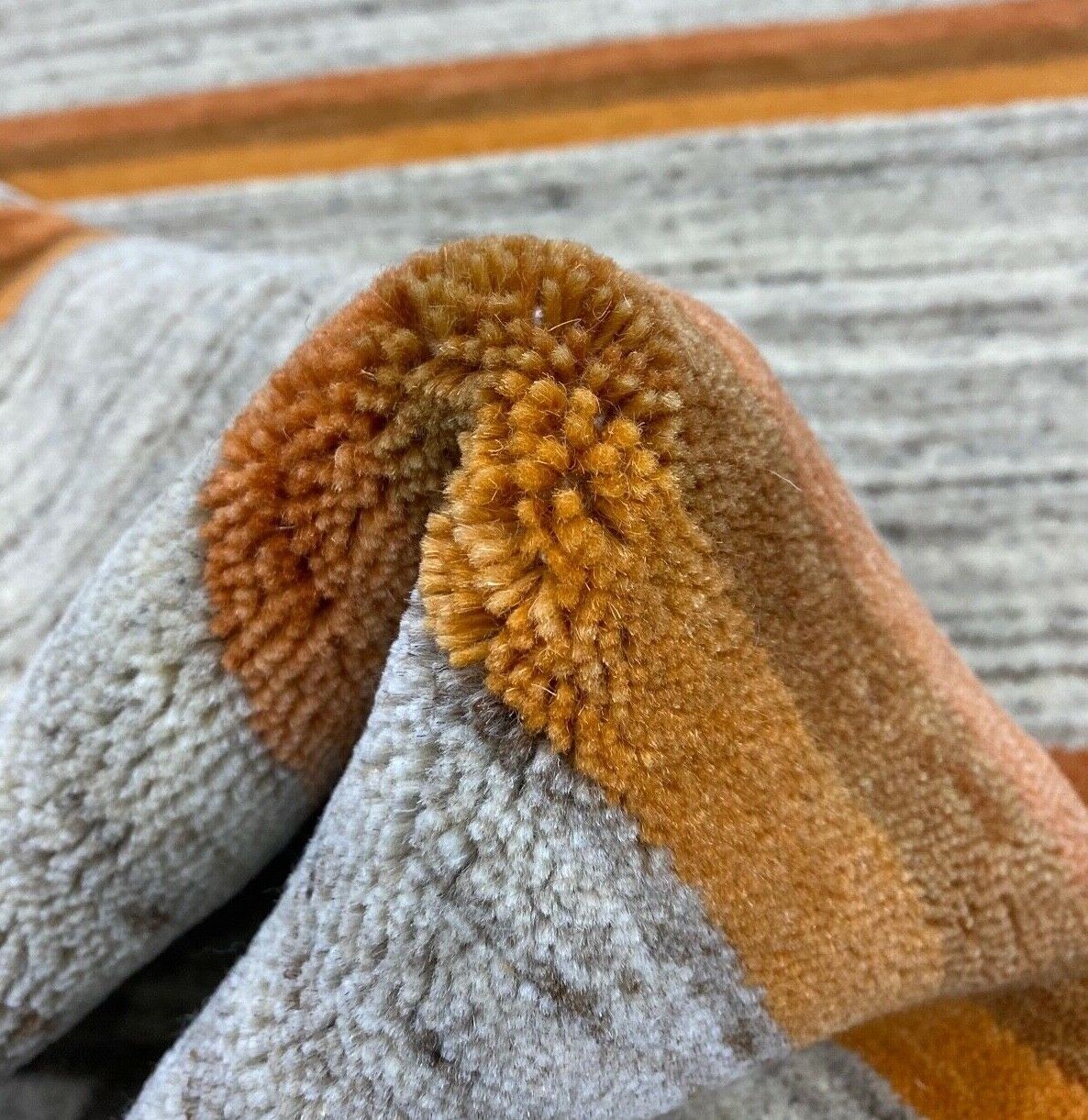 Grau Teppich 100% Wolle Lori Handgewebt Orange Wolle 120x180 cm S86