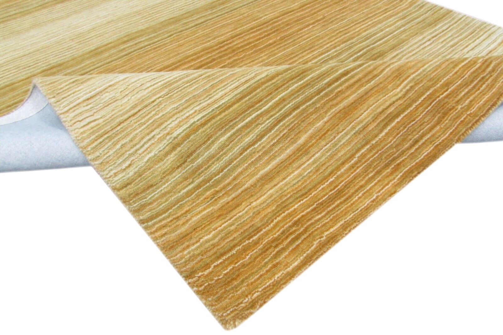 Senffarbe Teppich 100% Wolle Gold Beige 160X230 cm Handarbeit Loom T869