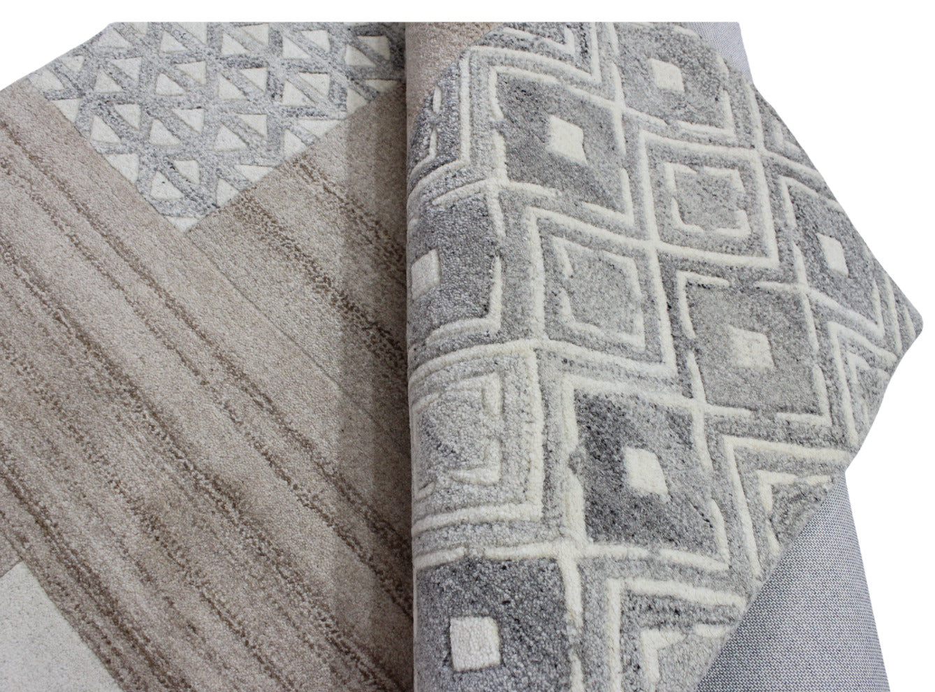 Beige, brown, grey, 160x230 cm rug, 100% wool, oriental rug, hand-tufted, HT209