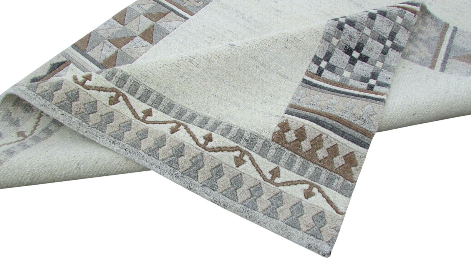 Nepal Teppich Handgeknüpft Beige 100% Wolle Orientteppich Braun 160X220 cm N-150