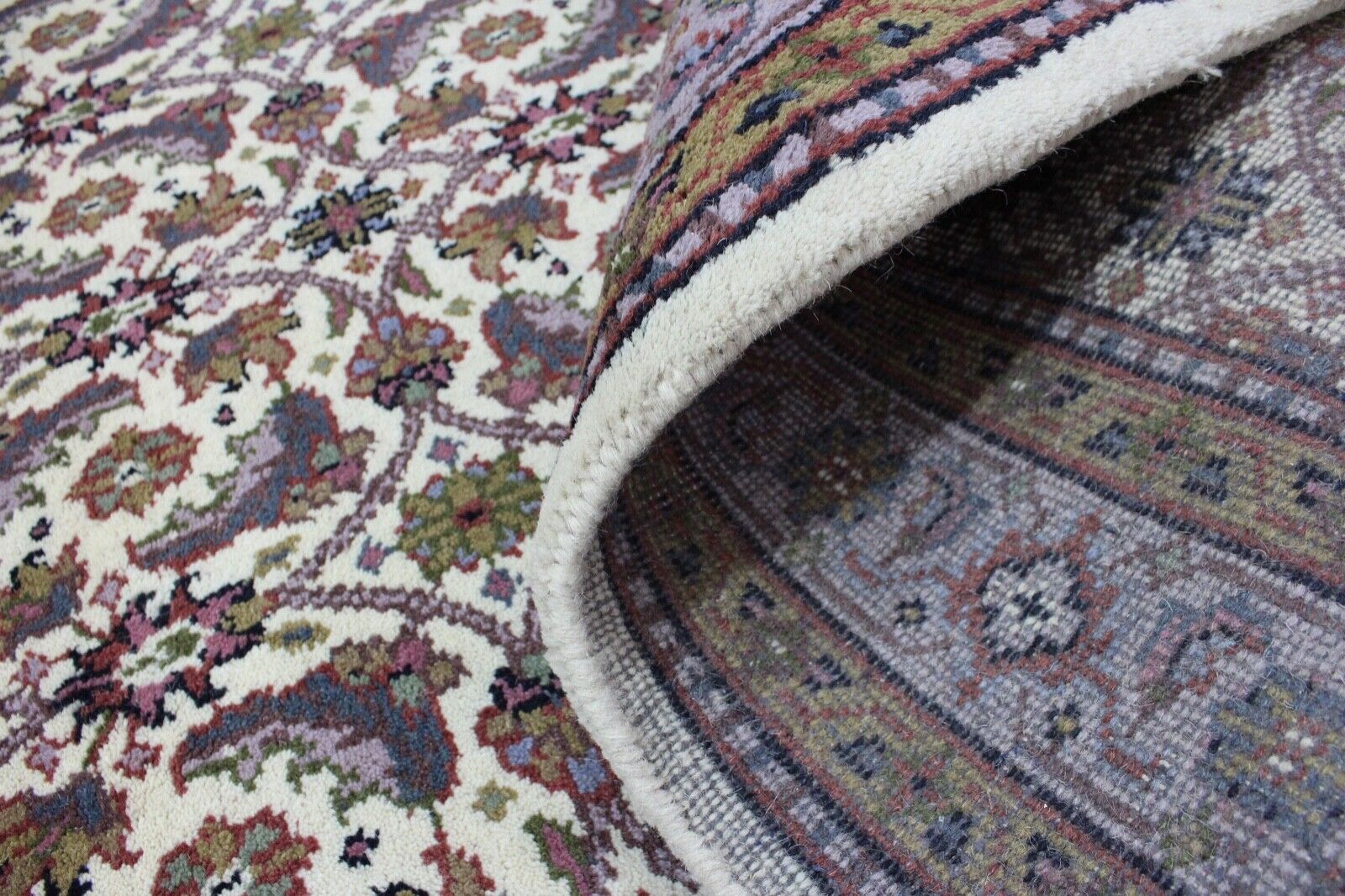 Elfenbein Beige Teppich Wolle Handgeknüpft 100% Schurwolle 155x230 cm D9