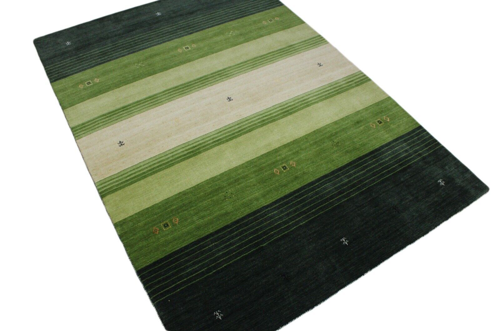 Gabbeh Rug Green 100% Wool 170x240 cm Handwoven Oriental Rug Lr500