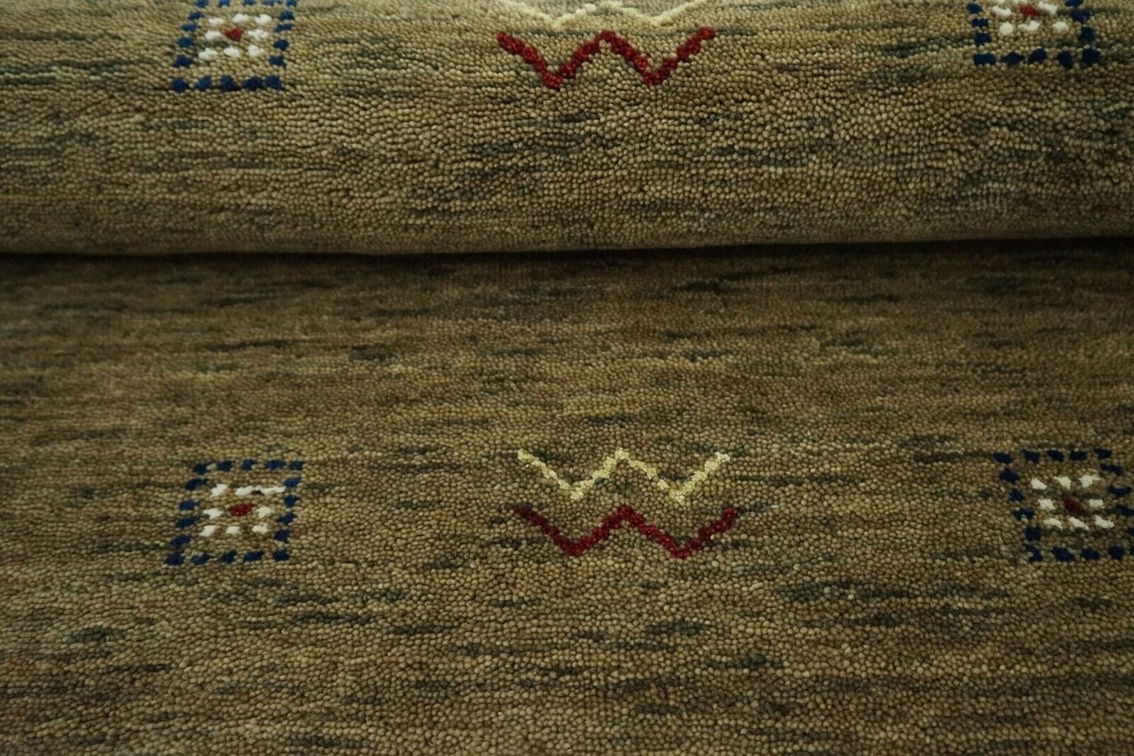 Tappeto Gabbeh Beige 100% Lana Tessuto a Mano 90x160 cm Lori Debbich Lr727